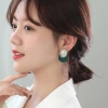 Trendy retro fashion Hong Kong-style leather earrings, 2022 new trendy and niche design sense ear stud earrings for women R029 Specification image